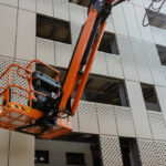 A boom lift is used for work at height. For example, for cleaning or mounting facades.